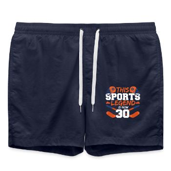 This sports legend is now 30, ice hockey game - Swim Trunks - french navy - Front - AI Model Male 185 light (185cm)