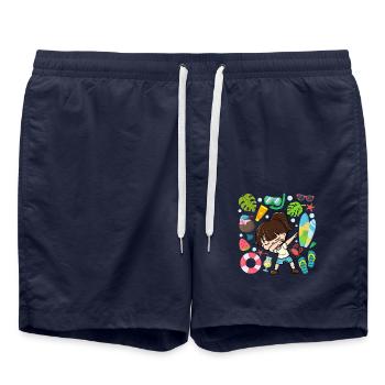 Dabbing Girl Beach Mode de vie Heure d’été Modéré - Short de bain - bleu marine - Devant - AI Model Male 185 light (185cm)