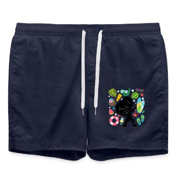 Silhouette Dabbing Girl Summer Time Beach Style - Short de bain - bleu marine - Devant - AI Model Male 185 light (185cm)