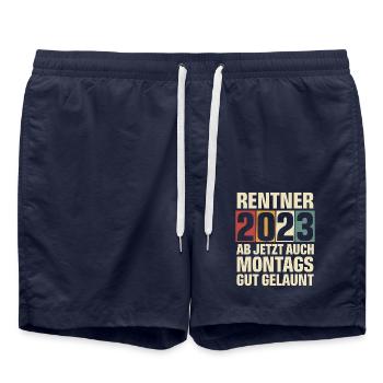 Rentner 2023 Ruhestand - Badeshorts - French Navy - Vorne - AI Model Male 185 light (185cm)