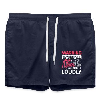 Avertissement une maman de baseball va crier fort - Short de bain - bleu marine - Devant - AI Model Male 185 light (185cm)