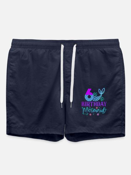 6th Birthday Mermaid - Swim Trunks - french navy