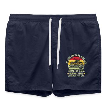 Je suis un papa motard comme un papa normal - Short de bain - bleu marine - Devant - AI Model Male 185 light (185cm)