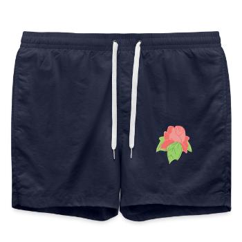 Rose Red Rose Hand-drawn - Swim Trunks - french navy - Front - AI Model Male 185 light (185cm)