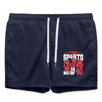 This sports legend is now 40, baseball game - Swim Trunks - french navy - Front - AI Model Male 185 light (185cm)