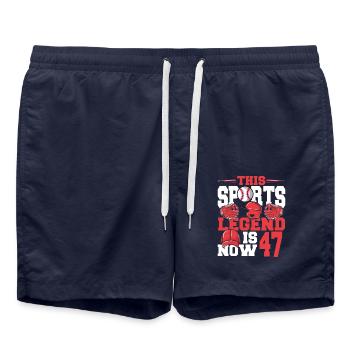 This Sports Legend Is Now 47, Baseball Game - Swim Trunks - french navy - Front - AI Model Male 185 light (185cm)
