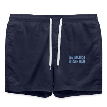 Das Leben ist Totzdem Troll - Troll Sprüche - Badeshorts - French Navy - Vorne - AI Model Male 185 light (185cm)