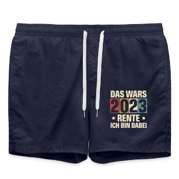 Rentner 2023 Ruhestand - Badeshorts - French Navy - Vorne - AI Model Male 185 light (185cm)