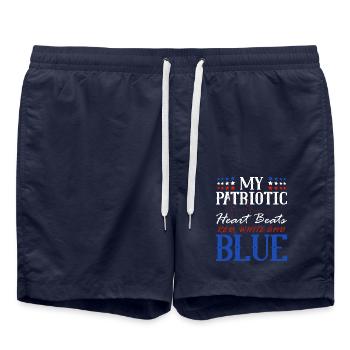 Mein Patriotisches Herz Schlägt Rot-weiß-blau Am - Badeshorts - French Navy - Vorne - AI Model Male 185 light (185cm)