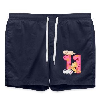 11th birthday kitten | Cat Birthday Shirt - Swim Trunks - french navy - Front - AI Model Male 185 light (185cm)
