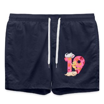 19th birthday kitten | Cat Birthday Shirt - Swim Trunks - french navy - Front - AI Model Male 185 light (185cm)