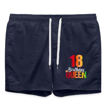 18 Jahre Alt 18 Geburtstag Birthday Queen - Badeshorts - French Navy - Vorne - AI Model Male 185 light (185cm)