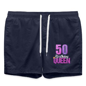 50 Jahre Alt 50 Geburtstag Birthday Queen - Badeshorts - French Navy - Vorne - AI Model Male 185 light (185cm)