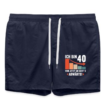 Ich bin 40 Ab jetzt gehts abwärts 40 Geburtstag - Badeshorts - French Navy - Vorne - AI Model Male 185 light (185cm)
