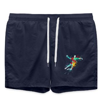 Splash Art Handball Player - Badeshorts - French Navy - Vorne - AI Model Male 185 light (185cm)