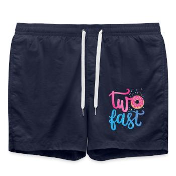 Two quick | Donut Birthday Shirt | Doughnut - Swim Trunks - french navy - Front - AI Model Male 185 light (185cm)