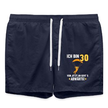 Ich bin 30 Ab jetzt gehts abwärts 30 Geburtstag - Badeshorts - French Navy - Vorne - AI Model Male 185 light (185cm)