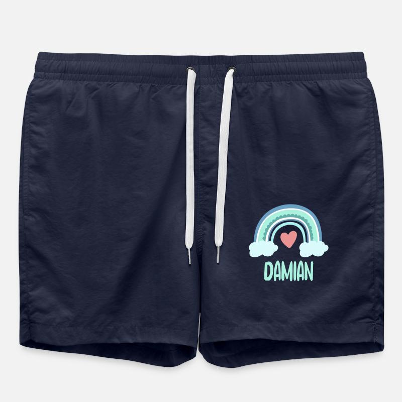 Damian Name Rainbow Baby - Swim Trunks - french navy