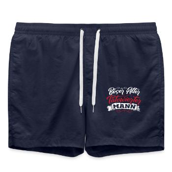 Böser Alter Tätowierter Mann Artistic - Badeshorts - French Navy - Vorne - AI Model Male 185 light (185cm)