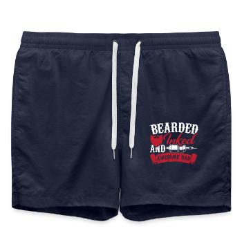 Bearded Inked Und Awesome Dad Künstlerische - Badeshorts - French Navy - Vorne - AI Model Male 185 light (185cm)