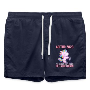 Abitur 2023 Für dieses musste ich lange lernen - Badeshorts - French Navy - Vorne - AI Model Male 185 light (185cm)