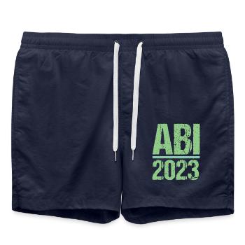 Abitur Gymnasium Damen und Herren Abi 2023 - Badeshorts - French Navy - Vorne - AI Model Male 185 light (185cm)