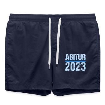 Abitur Gymnasium Damen und Herren Abi 2023 - Badeshorts - French Navy - Vorne - AI Model Male 185 light (185cm)