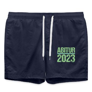 Abitur Gymnasium Damen und Herren Abi 2023 - Badeshorts - French Navy - Vorne - AI Model Male 185 light (185cm)