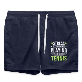 Stress is caused by not playing enough tennis - Swim Trunks - french navy - Front - AI Model Male 185 light (185cm)