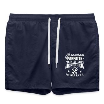 Pas parfaite mais je suis mécanicien - Short de bain - bleu marine - Devant - AI Model Male 185 light (185cm)