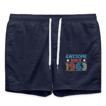 Anniversaire Vintage 1963 Rétro Génial - Short de bain - bleu marine - Devant - AI Model Male 185 light (185cm)