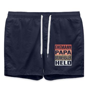 Brunnenbauer Vater Ehemann Held - Badeshorts - French Navy - Vorne - AI Model Male 185 light (185cm)