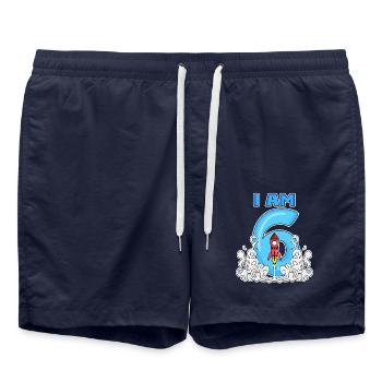6th birthday - 6 years old Young rocket astronaut - Swim Trunks - french navy - Front - AI Model Male 185 light (185cm)