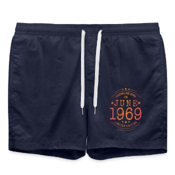 Birthday June 1969 Limited Edition Vintage - Swim Trunks - french navy - Front - AI Model Male 185 light (185cm)