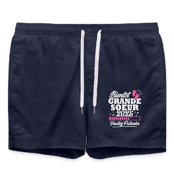 Bientôt grande soeur 2025 - Short de bain - bleu marine - Devant - AI Model Male 185 light (185cm)