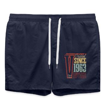 1963 Birthday Year of birth Year of construction Vintage Retro - Swim Trunks - french navy - Front - AI Model Male 185 light (185cm)