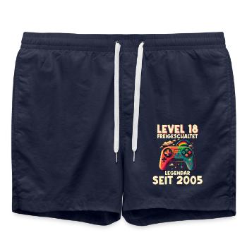 2005 Level 18 Jahre Gaming 18er 18 Geburtstag - Badeshorts - French Navy - Vorne - AI Model Male 185 light (185cm)