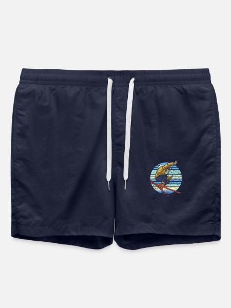 Skier Skiing Retro - Swim Trunks - french navy