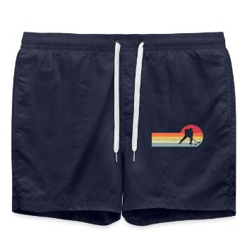 Eishockey Hockey Glace Rétro Vintage - Short de bain - bleu marine - Devant - AI Model Male 185 light (185cm)