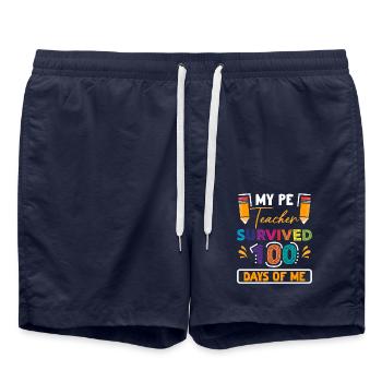 My Pe teacher survived 100 days of me - Swim Trunks - french navy - Front - AI Model Male 185 light (185cm)