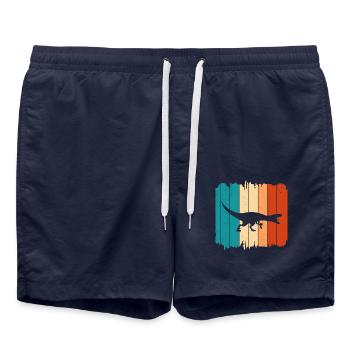 Dino Dinosaurier velociraptor - Badeshorts - French Navy - Vorne - AI Model Male 185 light (185cm)