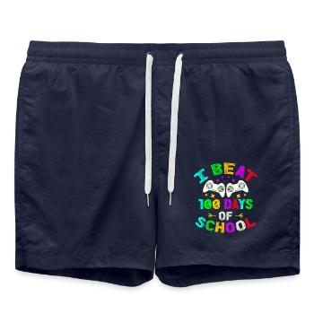 J’ai battu 100 jours d’école Enfant joueur de jeux vidéo - Short de bain - bleu marine - Devant - AI Model Male 185 light (185cm)