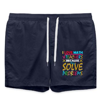 J’aime les professeurs de mathématiques parce qu’ils résolvent des problèmes - Short de bain - bleu marine - Devant - AI Model Male 185 light (185cm)