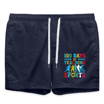 100 days of physical education school subject teachers - Swim Trunks - french navy - Front - AI Model Male 185 light (185cm)