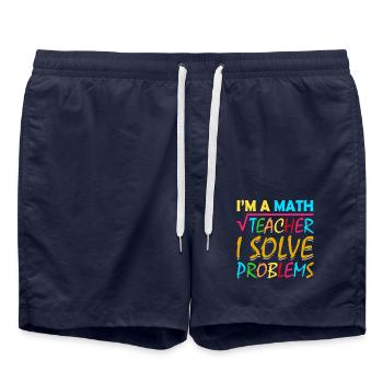 Ich Bin Ein Mathelehrer, Der Probleme Löst - Badeshorts - French Navy - Vorne - AI Model Male 185 light (185cm)