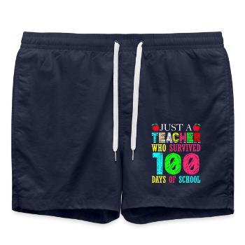 Nur Eine Lehrerin, Die 100 Tage Schulunterricht - Badeshorts - French Navy - Vorne - AI Model Male 185 light (185cm)