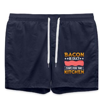Bacon - Maître grillade - BBQ - Short de bain - bleu marine - Devant - AI Model Male 185 light (185cm)