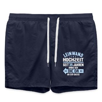 35 verheiratet Leinwand Hochzeit 35.Hochzeitstag - Badeshorts - French Navy - Vorne - AI Model Male 185 light (185cm)