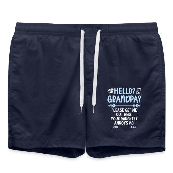 Hello Grandpa, please get me out of here - Swim Trunks - french navy - Front - AI Model Male 185 light (185cm)