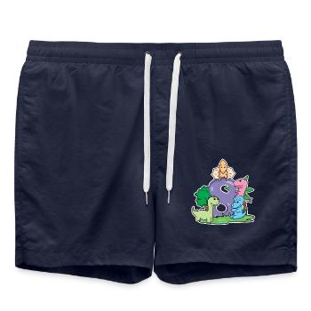 8 years old - 8th birthday with animal motif - Swim Trunks - french navy - Front - AI Model Male 185 light (185cm)
